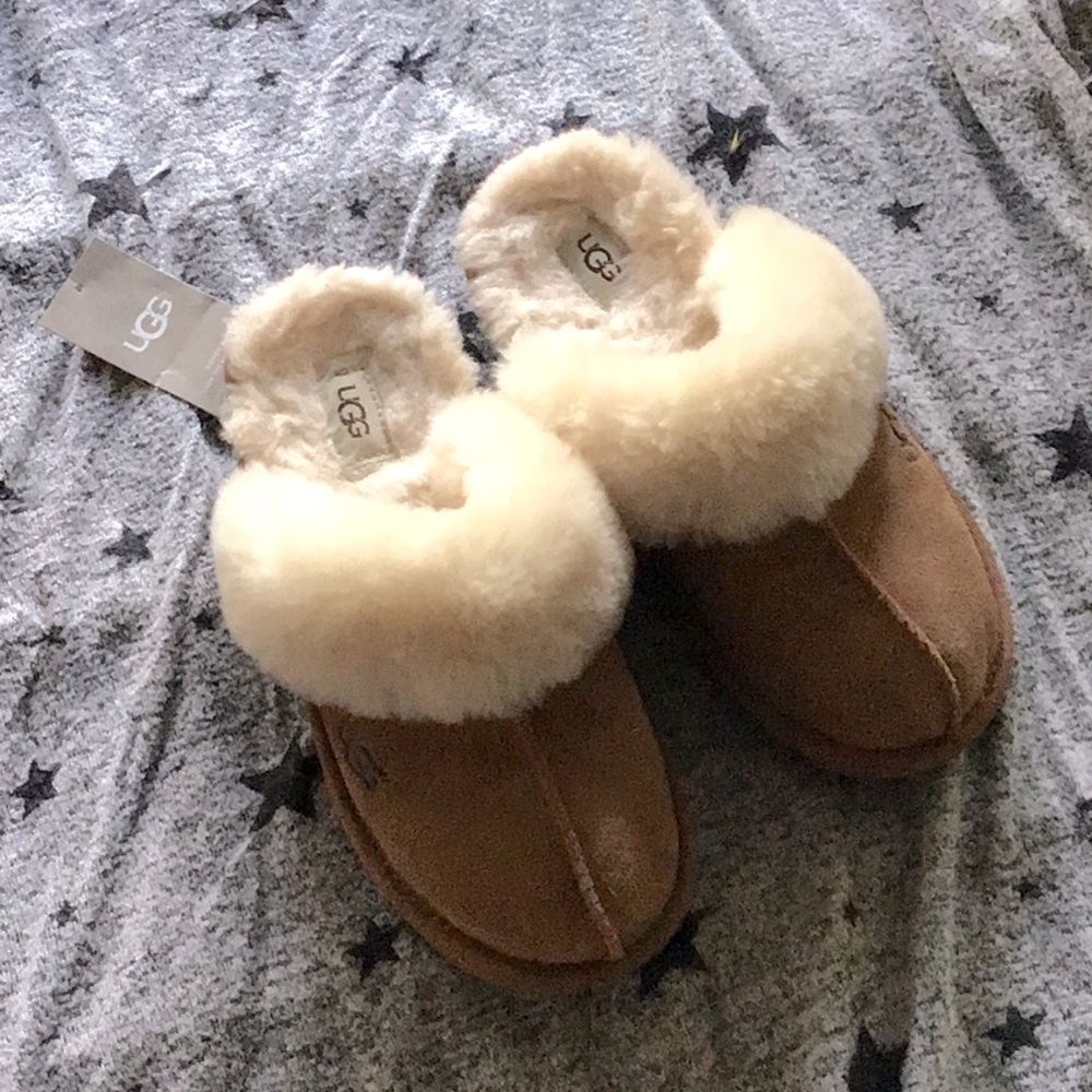 New UGG Uggs Disquette Slippers Classic Shearling House Shoes 3 Soft Fleece!!